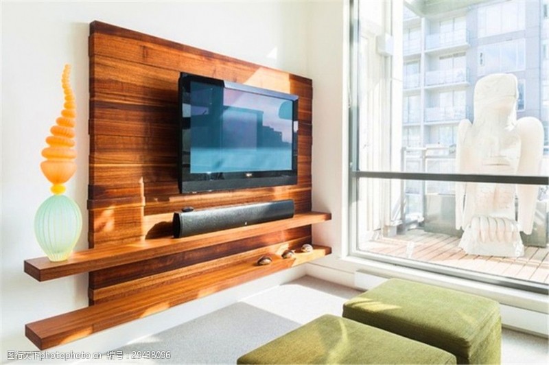 小户型装修小户型日式客厅木质电视背景墙装修效果图