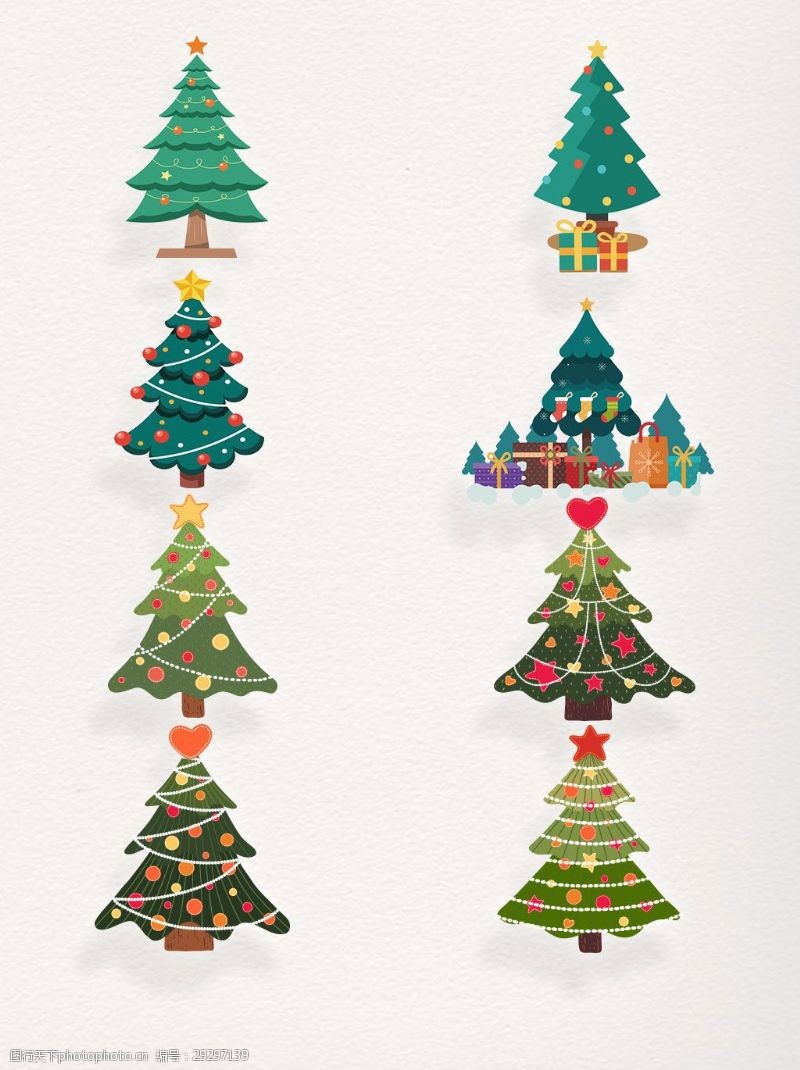 圣诞元素集合圣诞节元素卡通圣诞树素材设计装饰图案集合