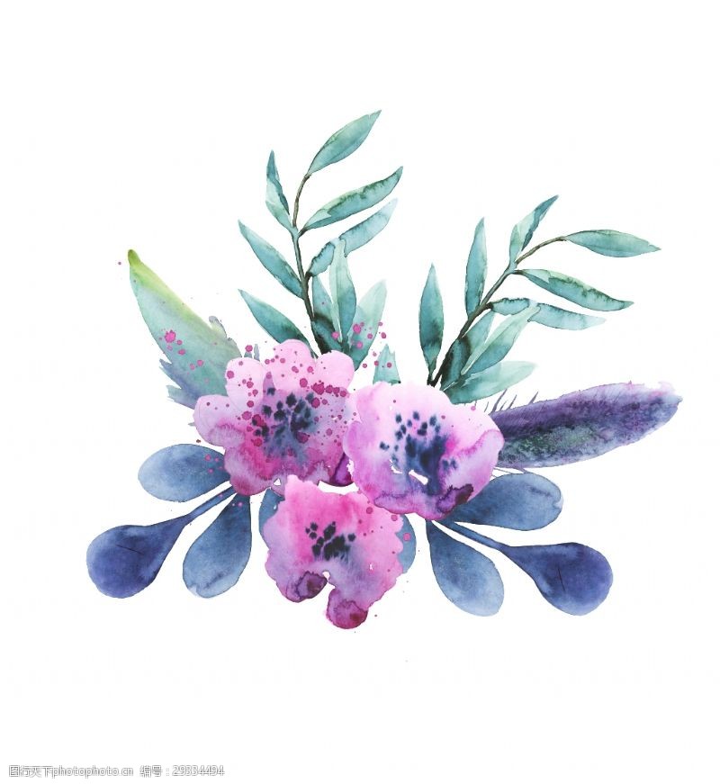 纷紫花丛透明装饰素材