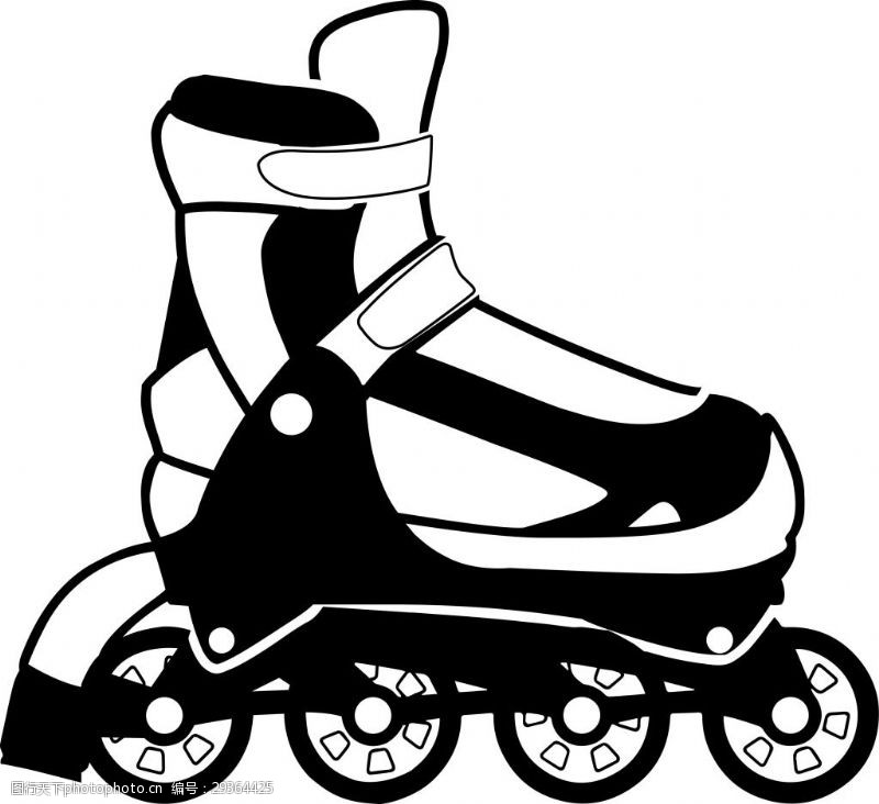 滑冰鞋卡通黑色溜冰鞋png元素