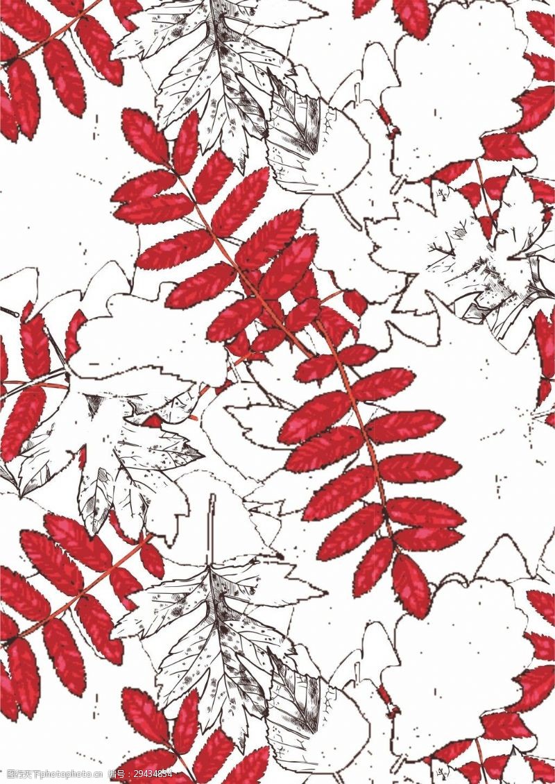 红色植物叶子背景设计