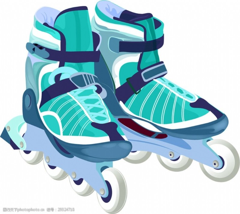 滑冰鞋手绘蓝色漂亮溜冰鞋免抠png透明素材