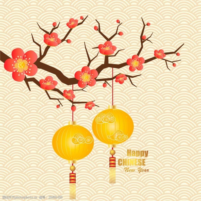 纸灯笼中国风春节海报设计