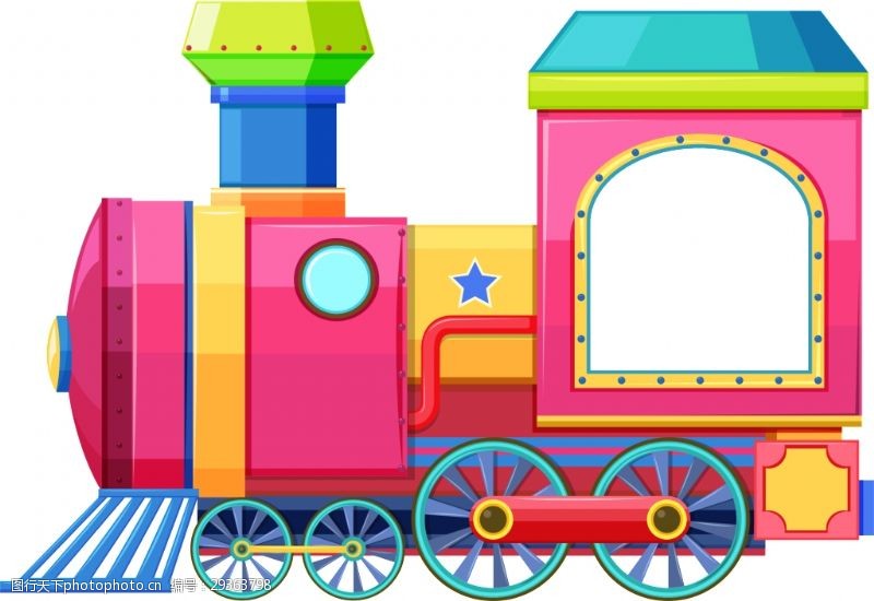 儿童墙纸彩色卡通小火车装饰元素