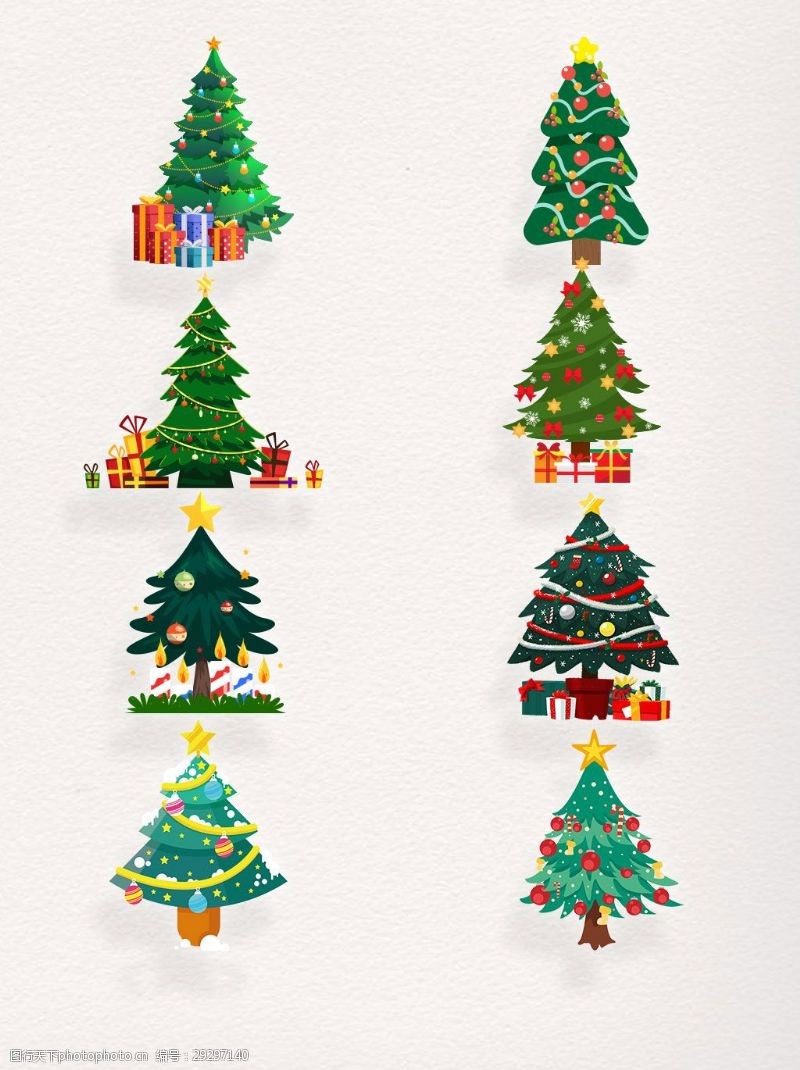 圣诞元素集合卡通圣诞树素材圣诞节元素设计装饰图案集合