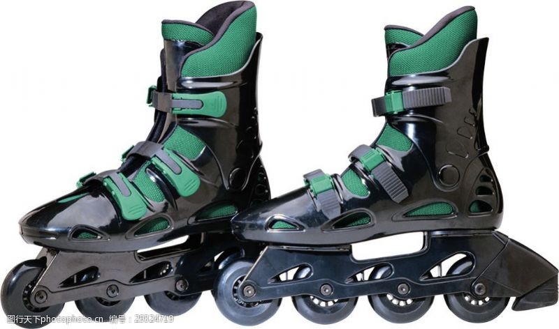 滑冰鞋绿黑四轮溜冰鞋免抠png透明素材