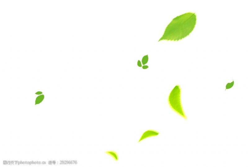 抠图专用飘落绿色树叶透明素材
