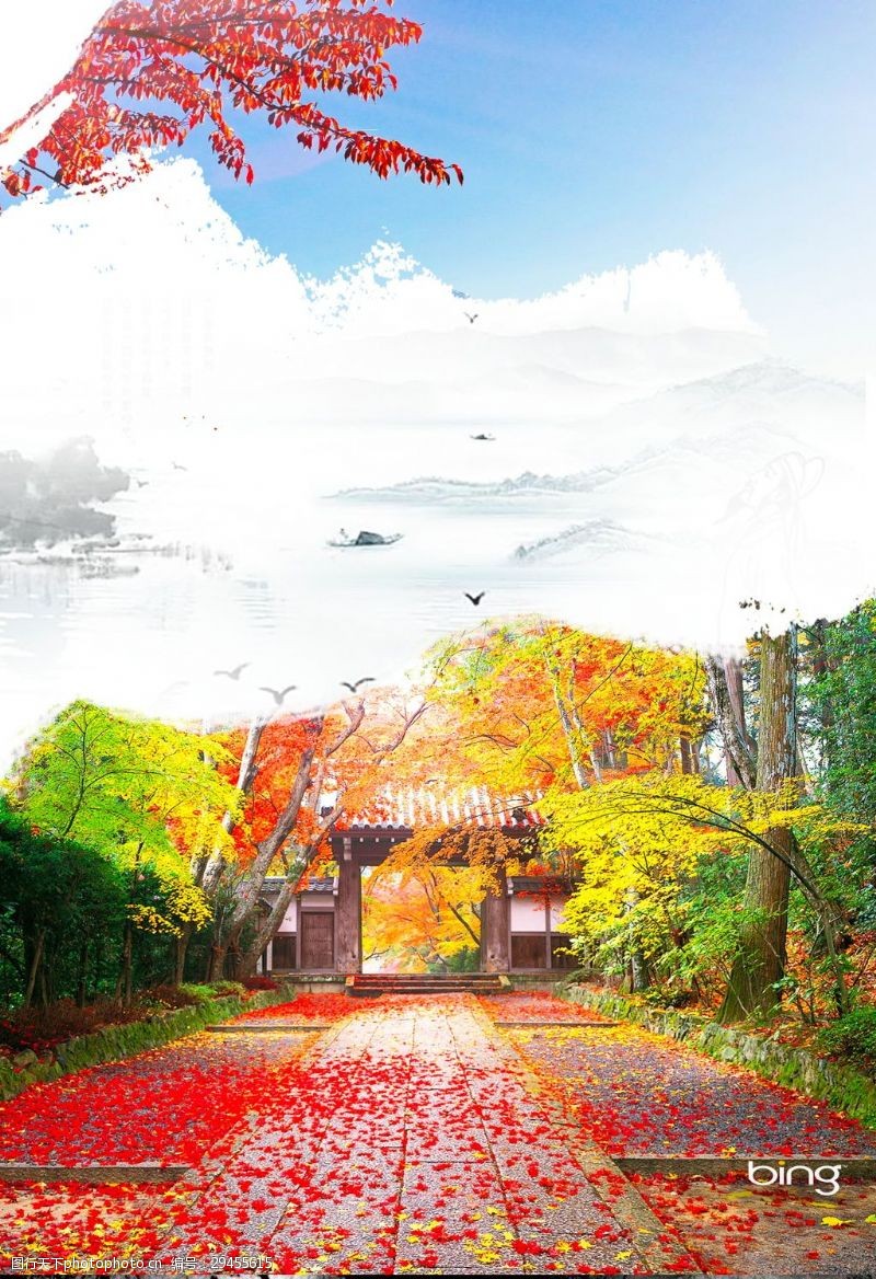 樱花旅游日本旅游海报背景设计模板