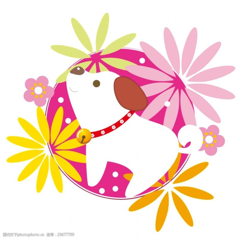 宠物背景彩色卡通小狗元素设计