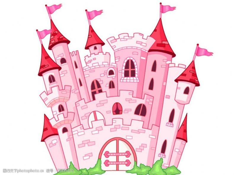 粉色房子粉色童话城堡矢量素材