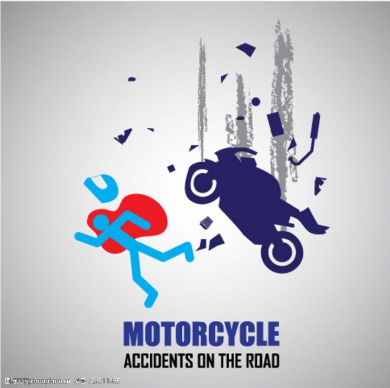 摩托车图标交通事故警示矢量图