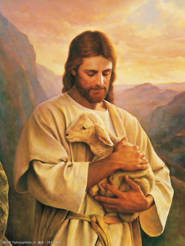 牧羊耶稣抱羊