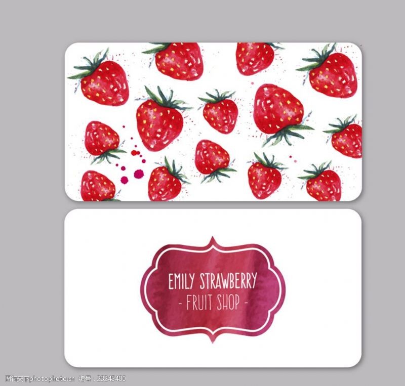 水果装饰画水彩草莓水果店卡片矢量图