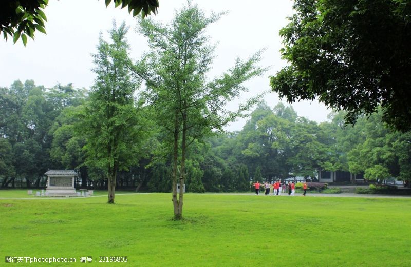 公园广场风景兴安秦文化广场草地